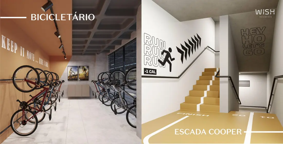 Bicicletário & Escada Cooper — área comum do WISH Residence